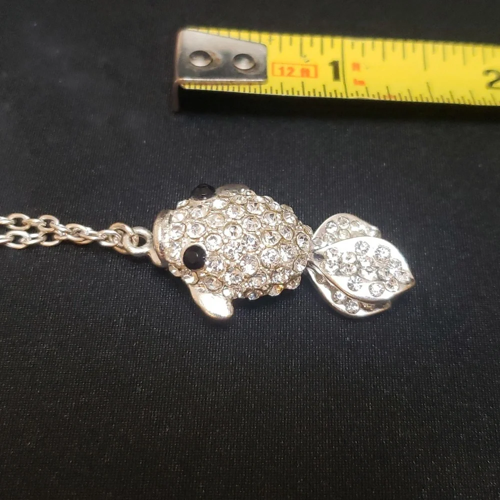 CLAIRE'S Silver CZ Fish Pendant.